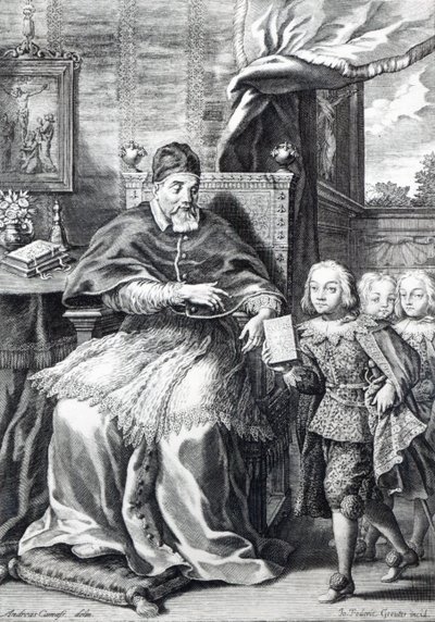 Pope Urban VIII with his Nephews, engraved by Johann Friedrich Greuter by Andrea Camassei